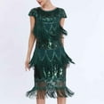 thumbnail image 5 of XFLWAM 1920s Gatsby Dresses for Women Cap Sleeve Fringe Flapper Dress Roaring 20s Sequins Beaded Dress Vintage Art Deco Dress, 5 of 8