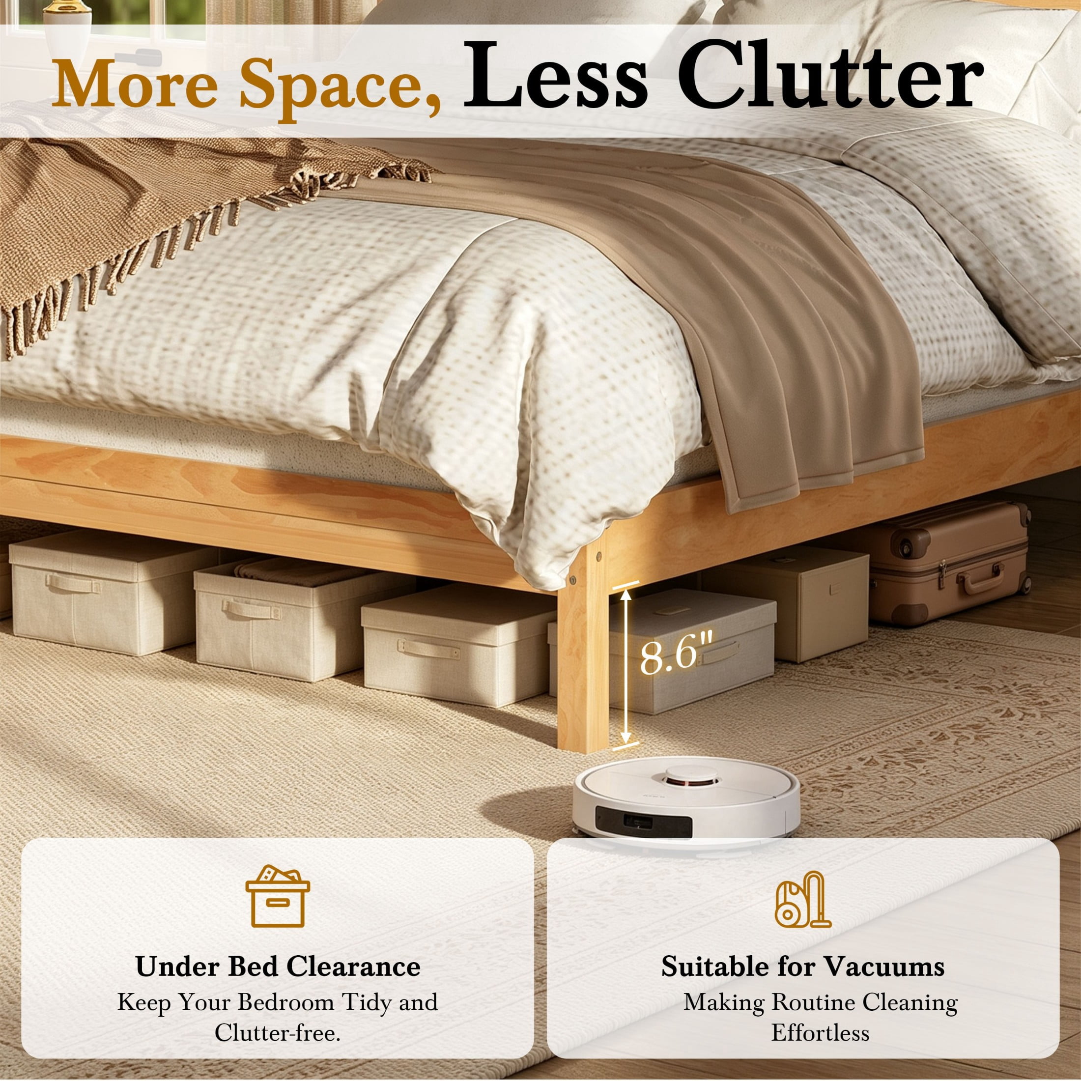 Christopher Knight Home Bohemian King Platform Bed with Rattan Headboard, Solid Wood Frame, Oak