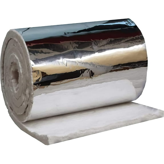 Aluminum Foil Faced Ceramic Fiber Blanket 8#, 2400F, 1" x 24"x 12.5' for Chimney Insulation & Exhaust Duct