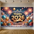 thumbnail image 2 of Golden Stars Happy New Year Banner Colorful Balloons 2026 Banner Fireworks Design Gift Boxes New Year Decoration Banner for New Year Party Family Gathering Company Annual Meeting, 2 of 9