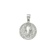 14k White Gold San Beniti Round Medal 14x14mm Pendant Necklace Jewelry Gifts for Women - 1.9 Grams
