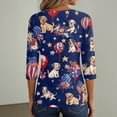 thumbnail image 6 of Women's 250th Anniversary USA Shirt Patriotic American Flag Print V-Neck Button 3/4 Sleeve T-Shirt, 6 of 6