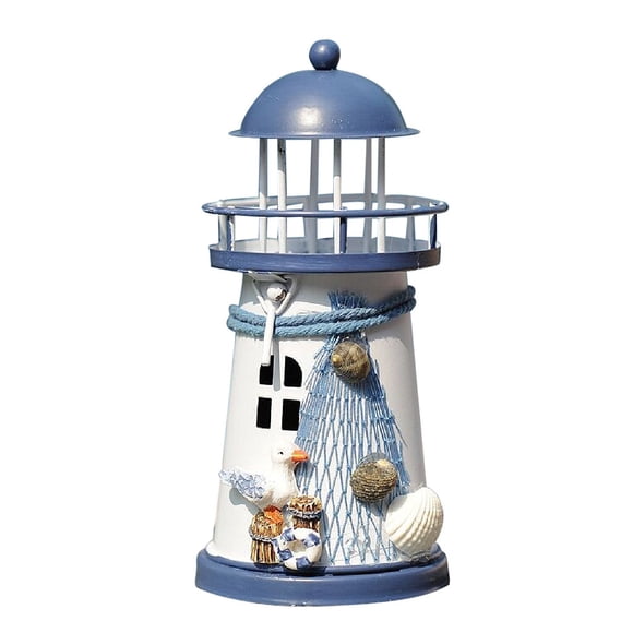 Candelabro Faro Náutico De Hierro Forjado 14cm Aves Marinas Magideal Moderno