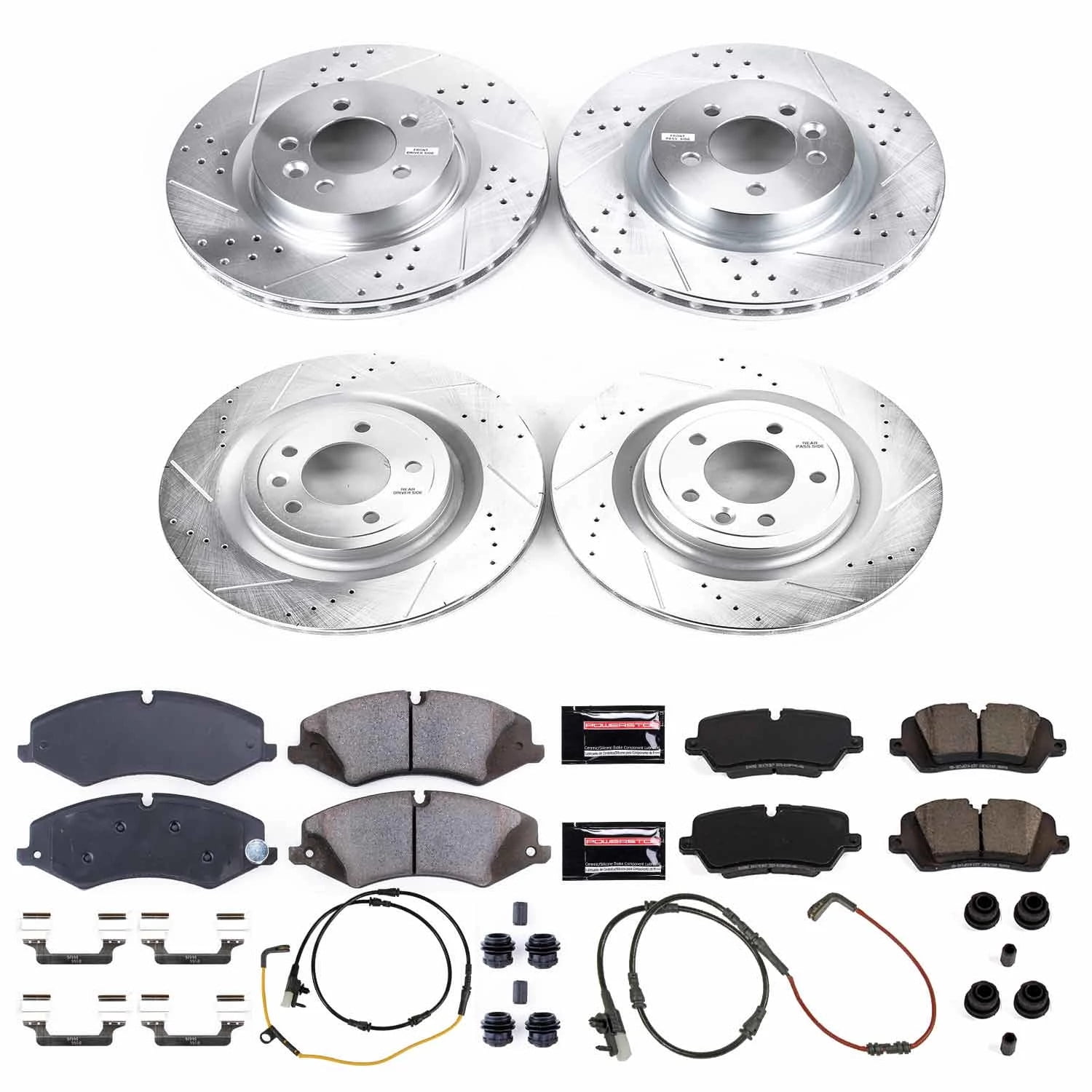 PowerStop Front and Rear Z23 Evolution Sport Carbon-Fiber Ceramic Brake Pad and Drilled & Slotted Rotor Kit Fits: LAND ROVER Select Models K7260