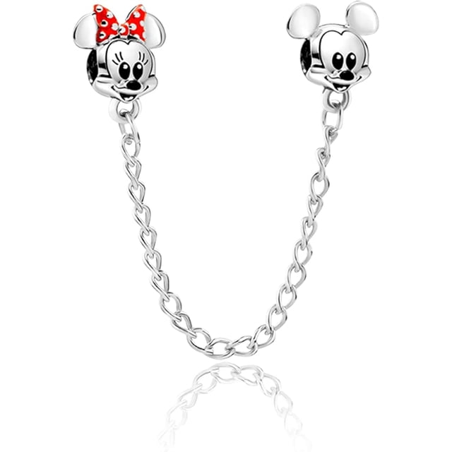 Charm cadena de seguridad Minnie y Mickey negro