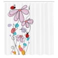 thumbnail image 2 of Ambesonne Spring Shower Curtain, Ladybug Illustration Floral, 69"Wx70"L, Rose Seafoam, 2 of 4