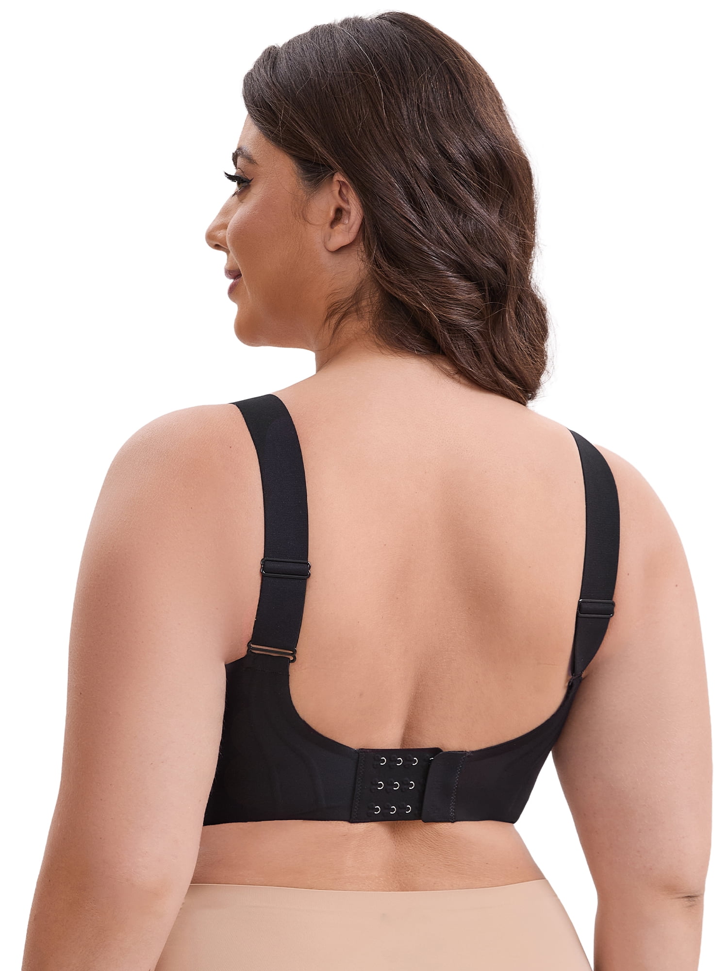 DARING DIVA Plus Size Wide Strap Seamless Bralette No Underwire Smooth Bra M Black