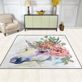 thumbnail image 2 of FREEAM Watercolor Unicorn Non Slip Area Rug for Living Dinning Room Bedroom Kitchen, 4' x 5'(48 x 63 Inch), Floral Unicorn Nursery Rug Floor Carpet Yoga Mat, 2 of 6