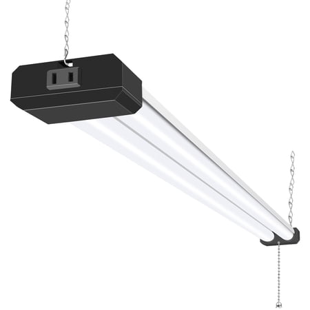 hykolity 5000K LED Shop Light Linkable, 4FT Daylight 42W LED Ceiling Lights for Garages, Workshops, Basements, Hanging or FlushMount, Power Cord with Pull Chain, 4400lm, ETL- 1 Pack C80