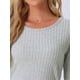 thumbnail image 5 of Conjunto de lounge de punto acanalado para mujer INSPIRE CHIC, con top de mangas largas y pantalones, conjunto de pijama de dos piezas a juego en gris, 5 of 6