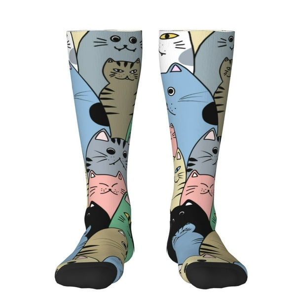 Balery Different Cats Calcetines novedosos Calcetines deportivos Calcetines hasta la rodilla Calcetines de algodón Calcetines originales y geniales