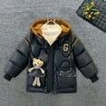 thumbnail image 4 of NAISIBABY Boys Puffer Jacket, Fashion Pattern Drawstring Hooded Long Sleeve Kids Winter Mid-Length Coat Black 7-8T, 4 of 6