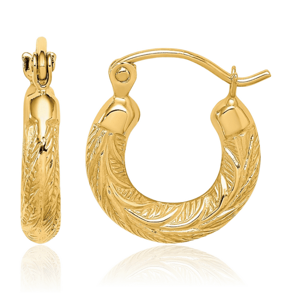 10K Solid Yellow Gold Small Hoop Earrings