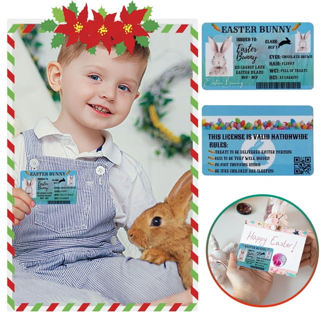 Dvkptbk Decorative Keepsake Easter Rabbit Driver's License - Novelty Easter Decoration Lost Driver's License DIY Easter Rabbit Lost ID Card Easter Rabbit License Tools on Clearance