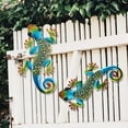 thumbnail image 4 of Vivid Metal Lizard Wall Decor - 12" Blue Gecko Outdoor Art - 2 Pack by HONGLAND, 4 of 7