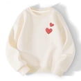 thumbnail image 2 of ibuvkizy Toddler Boys Girls Heart Sweatshirts!Girls Valentines Day Outfit Children's Cotton Comfortable Long Sleeved Pullover Top Round Neck Casual Loose Thin Sweatshirt Beige,11 Years, 2 of 3