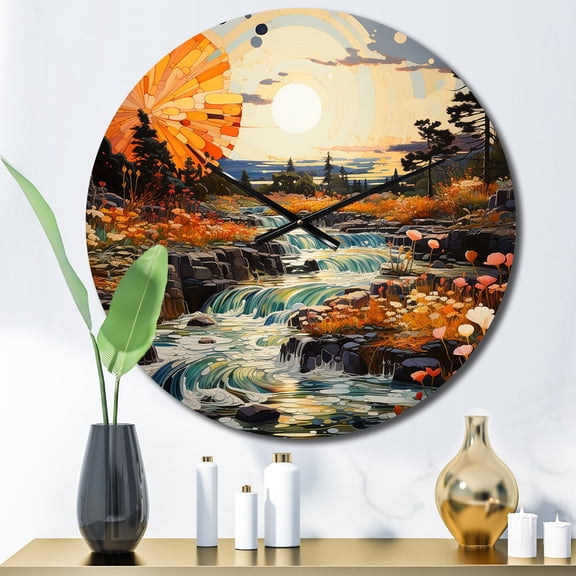 Designart "Nature s Fountain The Geyser s Eruption I" Landscapes Oversized Wall Clock