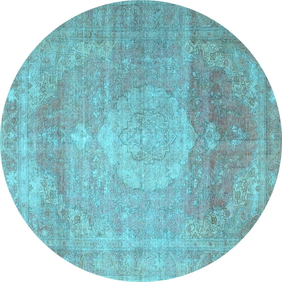 Ahgly Company Indoor Round Persian Light Blue Traditional Area Rugs, 7' Round