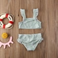 thumbnail image 3 of Ensemble de Maillot de Bain pour Nouveau-Née Fille, Haut de Bikini à Manches Volantées avec Imprimé Graphique + Bas, Tenue de Bain Rose 1-2 Ans, 3 of 6