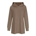 thumbnail image 6 of Elainilye Fashion Women's Casual Dresses Casual Solid Color Long Sleeve Loose Hooded Dress with Pocket,Brown, 6 of 6