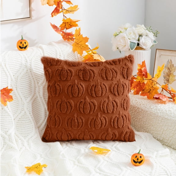 hociret Plush 3D Pumpkin Throw Pillows - Fall/Halloween/Thanksgiving Decor, Cozy Textured Cushions for Couch/Bed, Multiple Autumn Colors