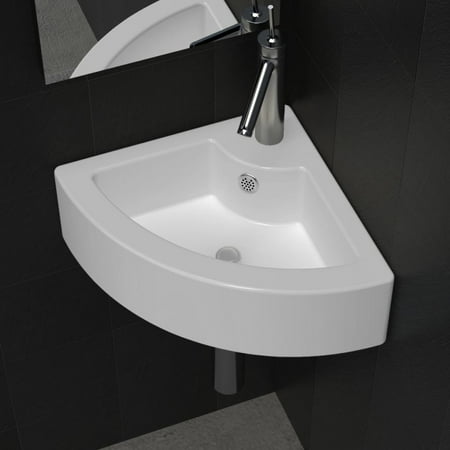 - Bathroom Basin Ceramic Ceramic Vessel Sink Vanity Sink Above Counter White Countertop Sink Art Basin Wash Basin for Lavatory Vanity 17.3