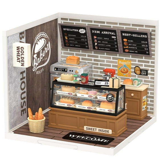 Rolife Plastic House Building Set Toy DIY Miniature Dollhouse Playset with LED for Mini Figures Construction Toys Diorama Kit Gifts for 12  Teens Adults