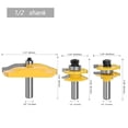 thumbnail image 2 of 3pcs/set 12mm 1/2 Shank Door Panel Cabinet Tenon Router Bit Set Milling Cutter For Woodworking Cutters Cutting Tools , High Precision, 2 of 6