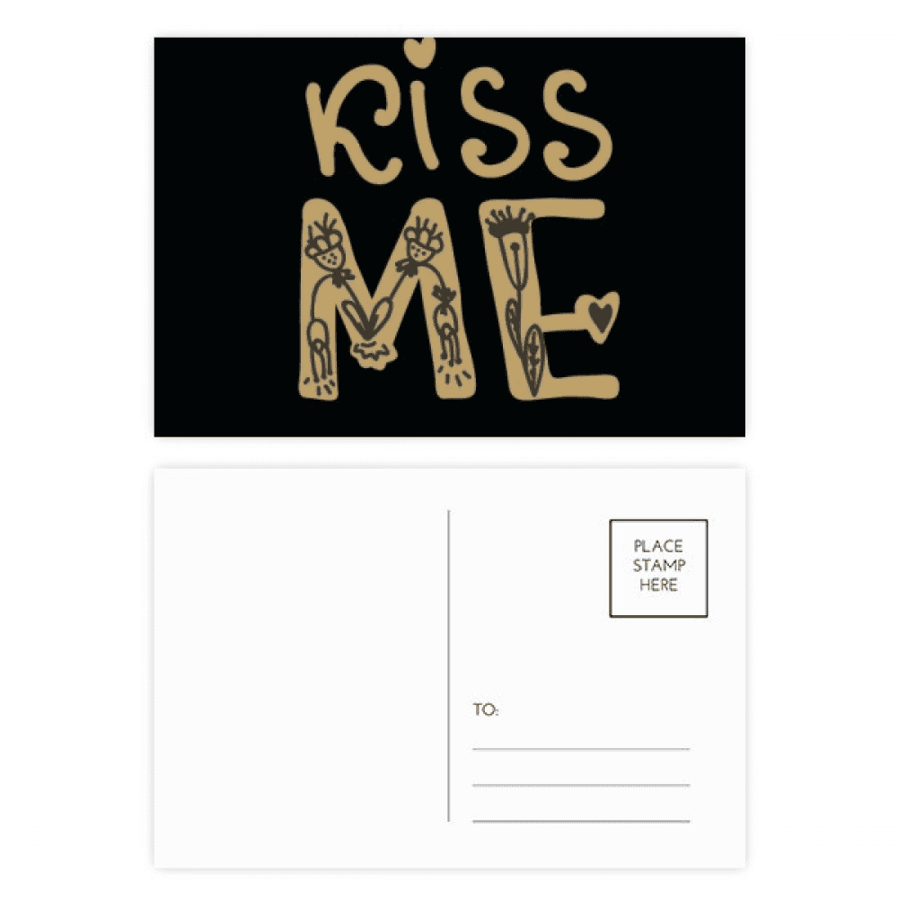 kiss me quote handwrite postcard set birthday mailing thanks greeting card