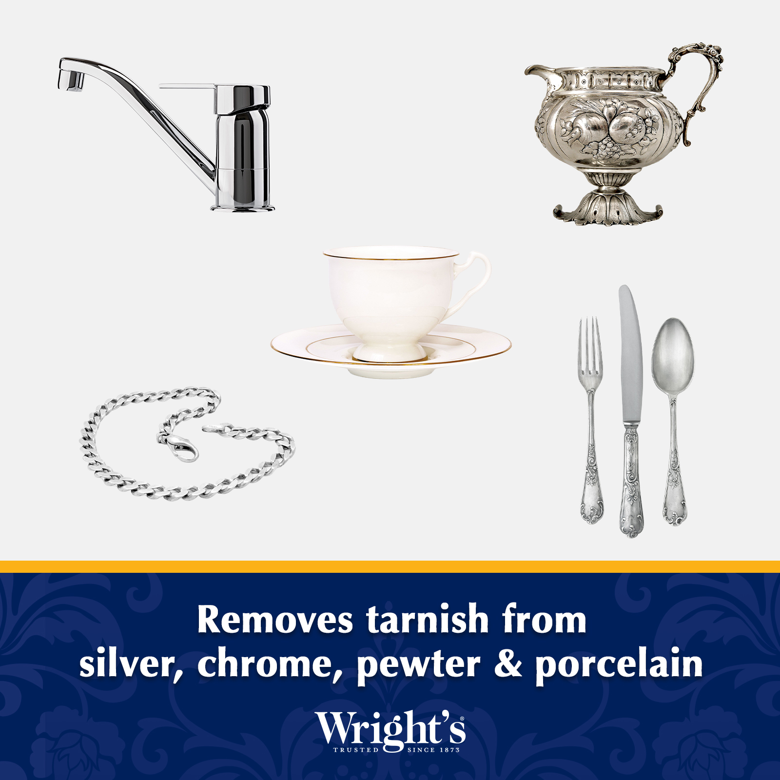 Wright's Silver and Metal Polish Cleaner - Removes Tarnish from Silver, 8 oz, Unscented - image 3 of 7