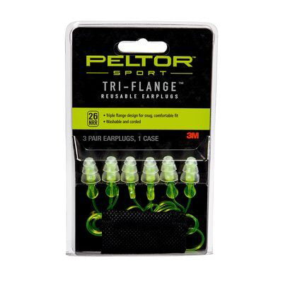 Peltor Sport Tri-Flange Corded Reusable Earplugs, Neon Yellow, 3 (The Best Hearing Protection For Shooting)