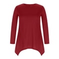 thumbnail image 4 of Blusa superior de color liso con cuello redondo y manga larga informal de otoño e invierno para mujer Pompotops  FGAJ7154, 4 of 7