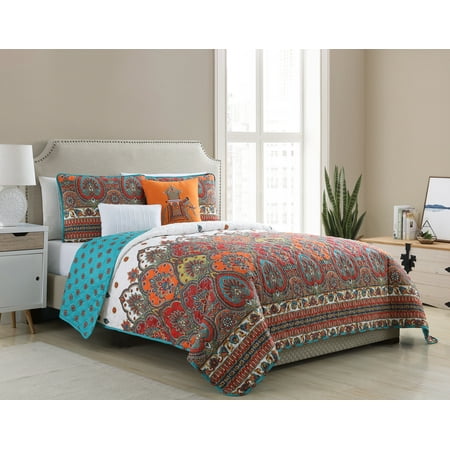 vcny home multicolor adelia 5 piece printed bedding quilt