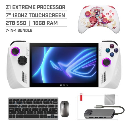 ASUS ROG Ally 2TB SSD Gaming Handheld 7-inch Touchscreen 120Hz FHD 1080p AMD Ryzen Z1 Extreme Processor, Mytrix Touro Wireless Pro Controller, Hub, Keyboard & Mouse Combo, 7 in 1 Bundle
