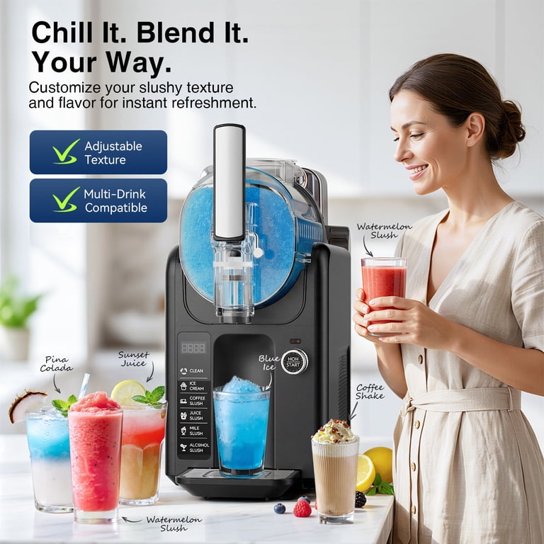 Mojgar Slushy Machine, 85oz Ice Cream Machine & Slushy Machine for Home, with 5 Preset Programs
