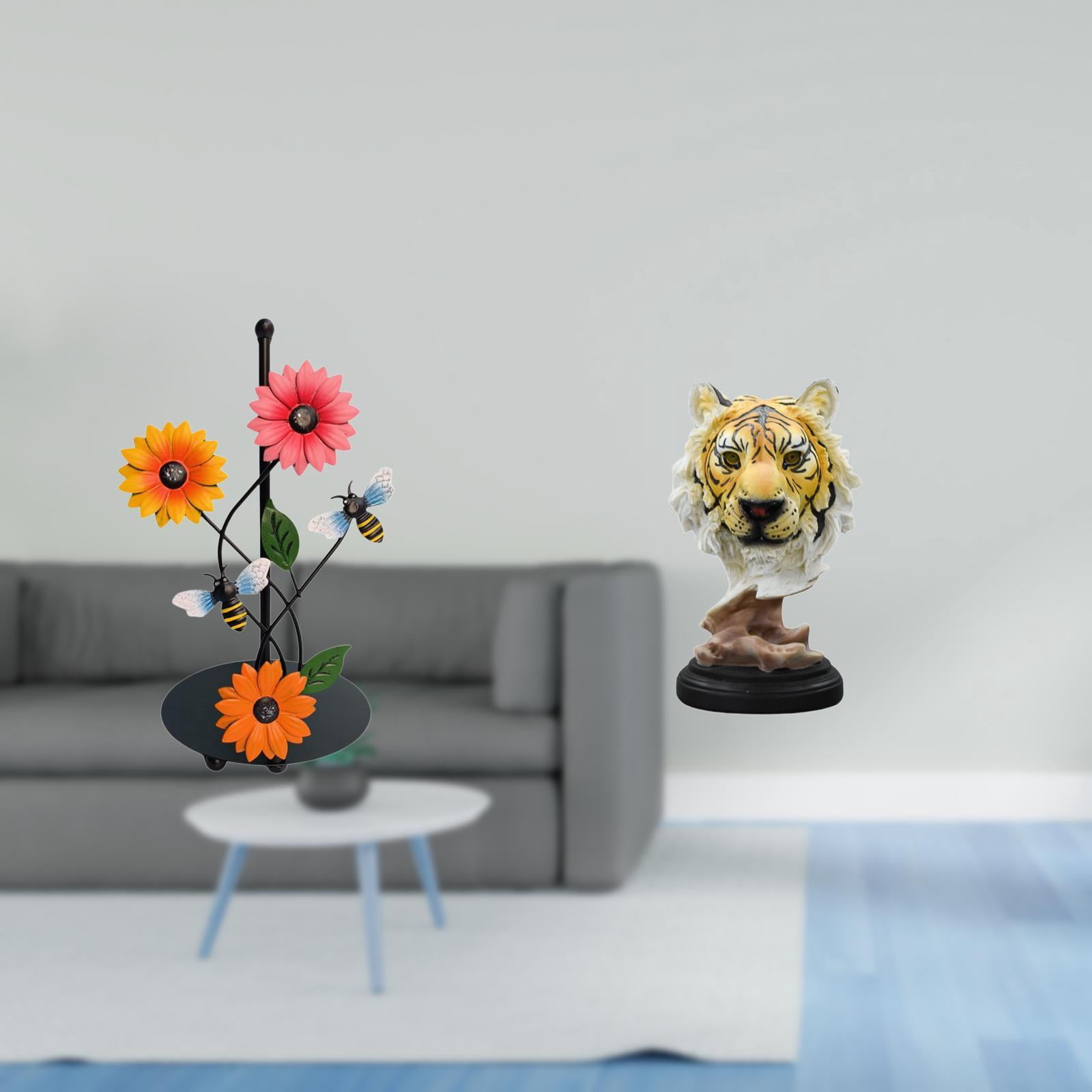 Fiocias Tiger Head Paper Towel Holder Dispenser Non Slip Vertical Tissue Rack Animal Sculpture Figurine Crafts Modern Statue for Home Entrance Living Room Boo