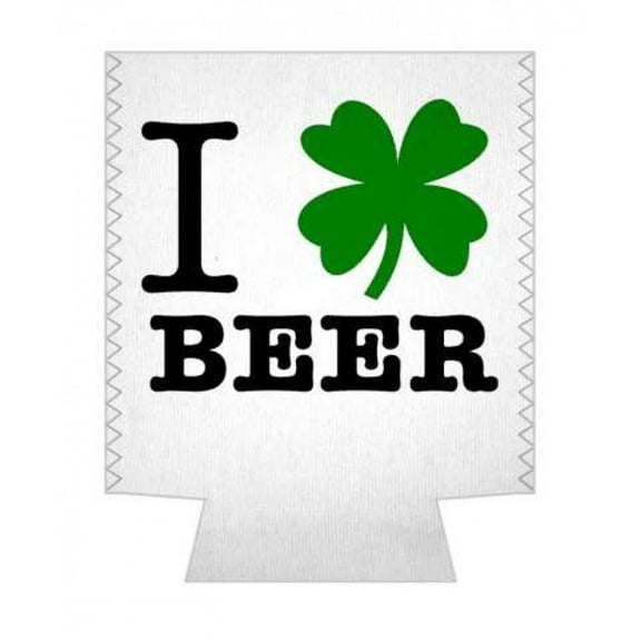 1 Pack - I Shamrock Beer White St. Patrick's Day Drink Cooler Sleeve