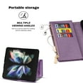 thumbnail image 3 of Dteck for Samsung Galaxy Z Fold 6 Case, Z Fold6 5G Wallet Case for Women Men with Card Holder Zipper Wristlet Luxury PU Leather Case for Samsung Galaxy Z Fold 6,Purple, 3 of 7