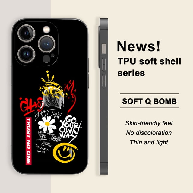 Haga una declaración con esta divertida y colorida funda para teléfono con estampado gráfico para iPhone 15 Pro Max 14 13 12 Pro 11
