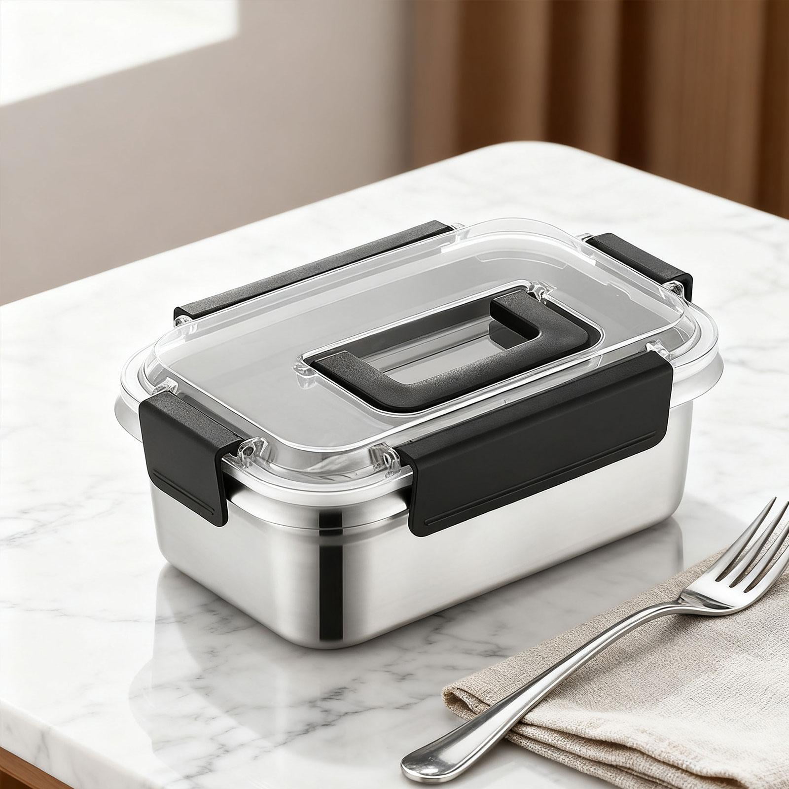 Fiocias Bento Box Stainless Steel Food Storage Container with Airtight Handle and Design 1600ml