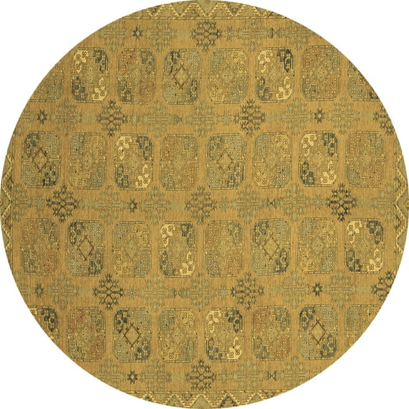 Ahgly Company Indoor Round Oriental Brown Traditional Area Rugs, 4' Round