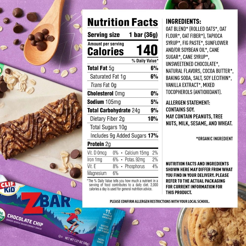 Zbar Chocolate Chip Organic Soft-Baked Energy Snack Granola Bars 24 ct - Pack of 2