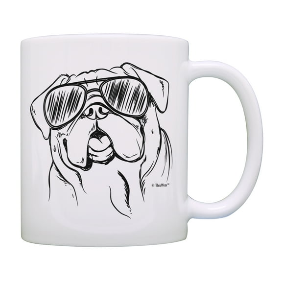 ThisWear Dog Lovers Gifts Pug Wearing Sunglasses Pug Coffee Mug Pugs Gifts Coffee Mug