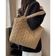 thumbnail image 3 of Kukuzhu Quilted Tote Bag for Women Padding Down Cotton Hobo Bag Large Fashion Shoulder Bag, 3 of 6