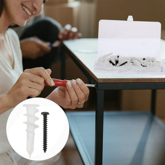 Minkissy 1Set Threaded Plastic Drywall Anchors and Screws Set with Easy Installation for Home