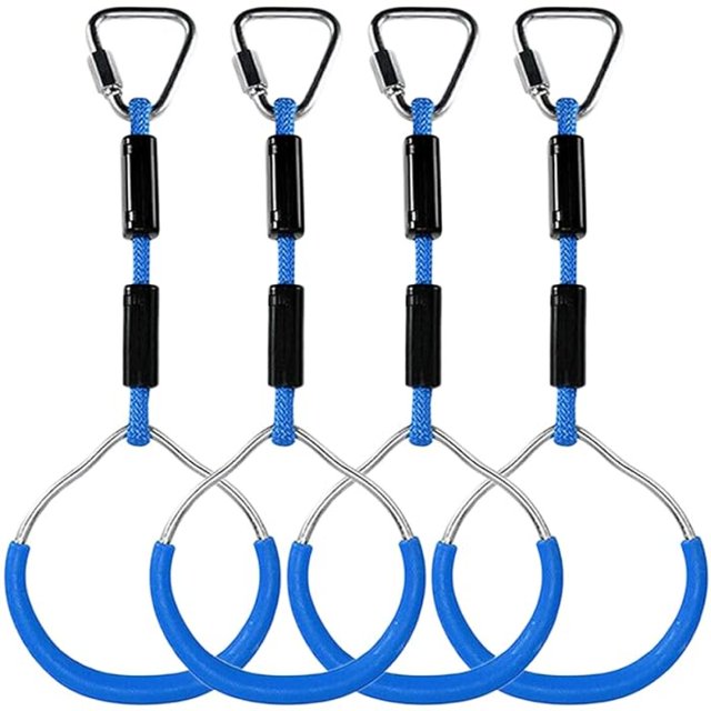 Outdoor Gymnastics Rings Set - 4 Pack for backyard fun, compatible with Ninja Course & Monkey Bars, perfect for Climbing Adventures