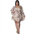 thumbnail image 1 of U.Vomade Plus Size Loose Print V-Neck Style Tie-Up Commuter Fashion Dress, 1 of 1