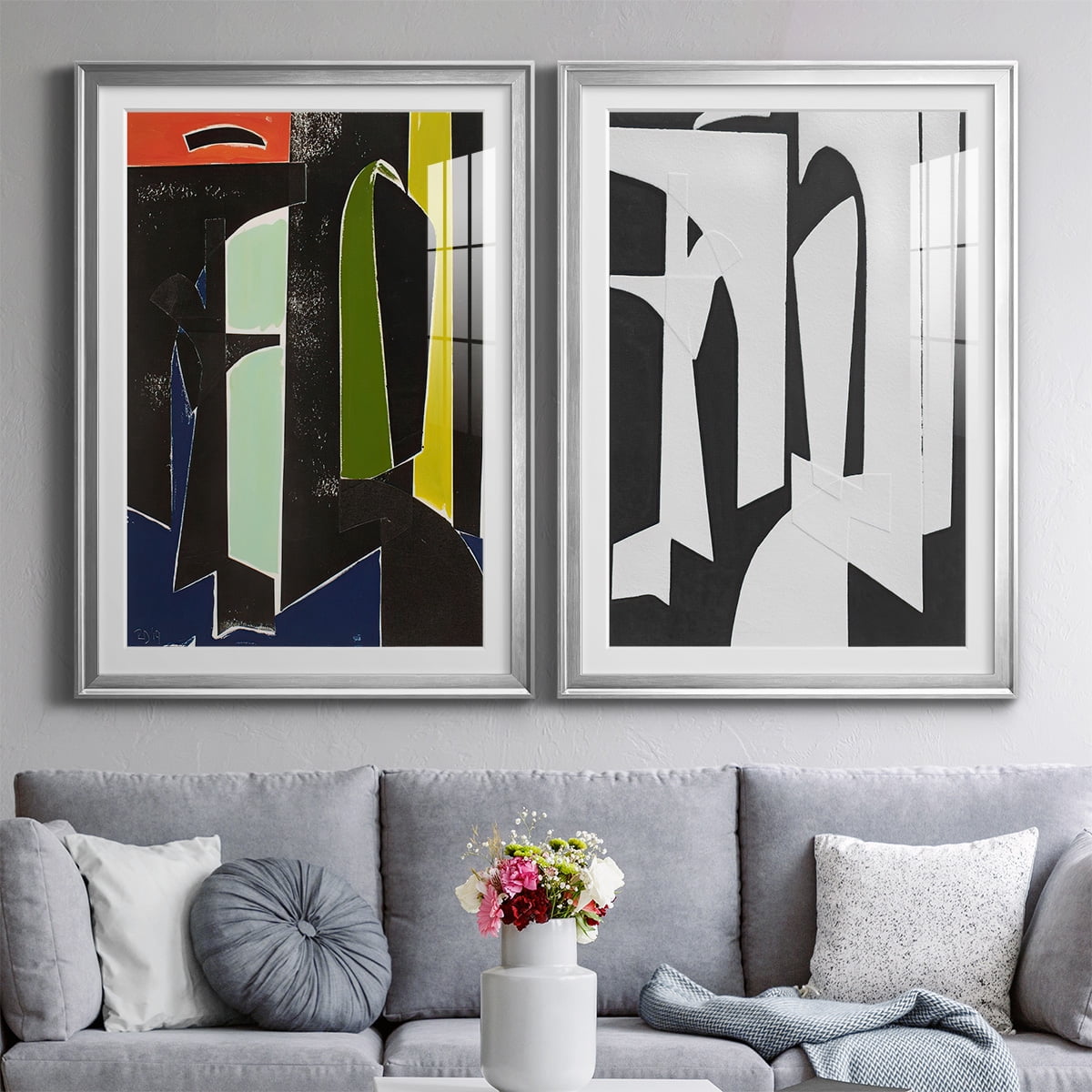 Wexford Home Spanish Arches Premium Framed Print, 30.5" x 42.5" - Ready to Hang, Silver (Set of 2)