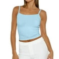 thumbnail image 2 of Tianiyouqing Womens Undershirt Tank Tops Tight Cami Tops Cute Undershirts Square Neck Double Lined Layered Adjustable Spaghetti Strap Racerback Sleeveless Basic Blue M, 2 of 6