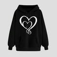 thumbnail image 2 of XPMWRP Women's Heart Graphic Printed Hoodie Sweatshirt Long Sleeve Trendy Loose Comfy Fleece Pullover Tops Fall Winter Drawstring Sweatshirts Black XXL, 2 of 6